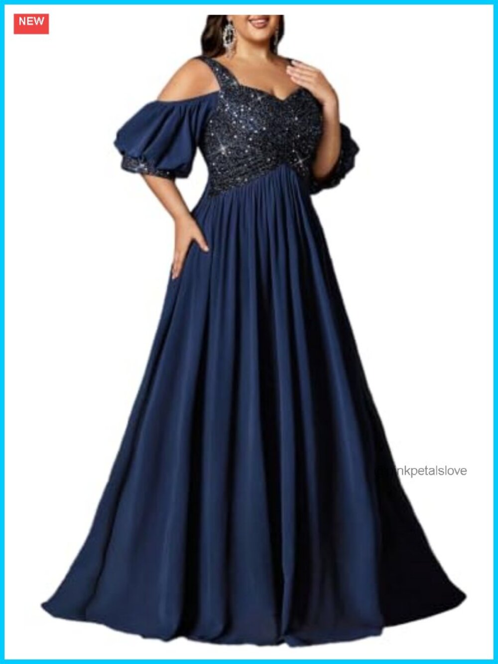 Plus Size Sequin Formal Prom Dress Chiffon A-Line High Slit